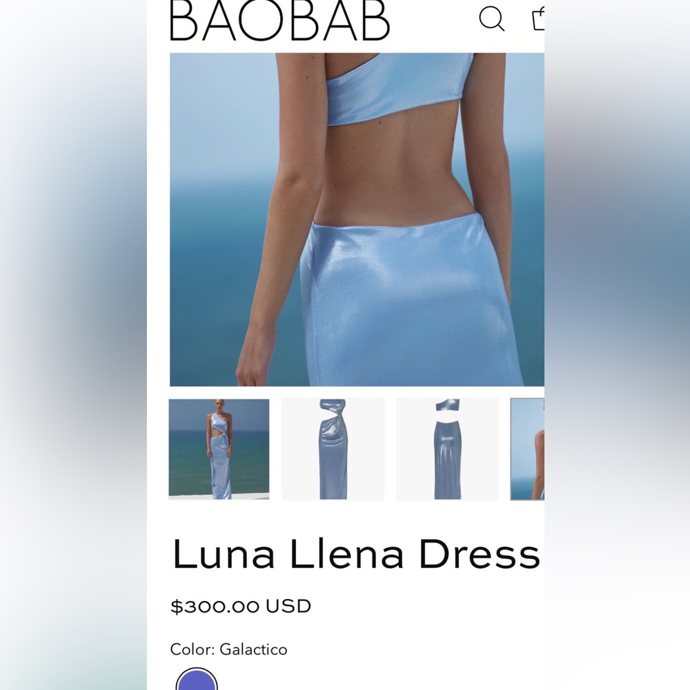 Luna Llena cutout dress Baobab Collection Sky Blue One-Shoulder Gown, - Picture 6 of 16